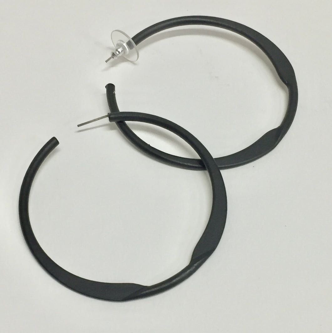Earrings, Black Hoop