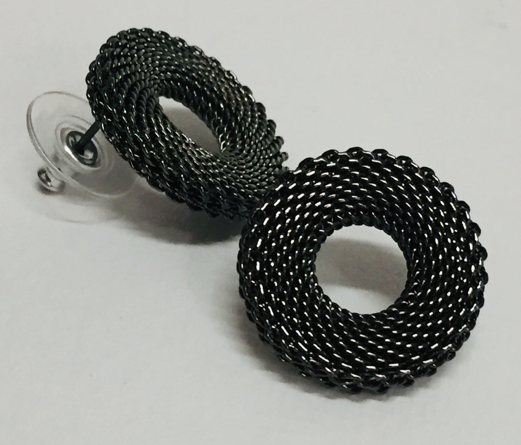Small Textured Mesh Earrings Posts