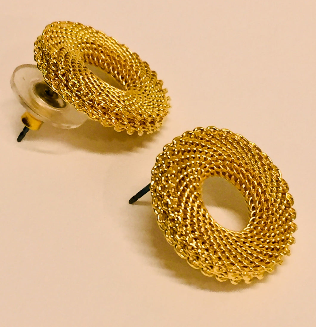 Small Textured Mesh Earrings Posts