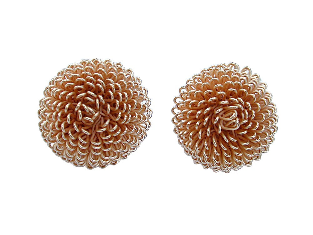 Large Goldtone Mesh Clip Earring