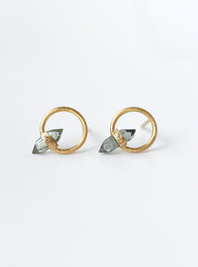 Gold Circle With Tourmaline and Diamond Accent