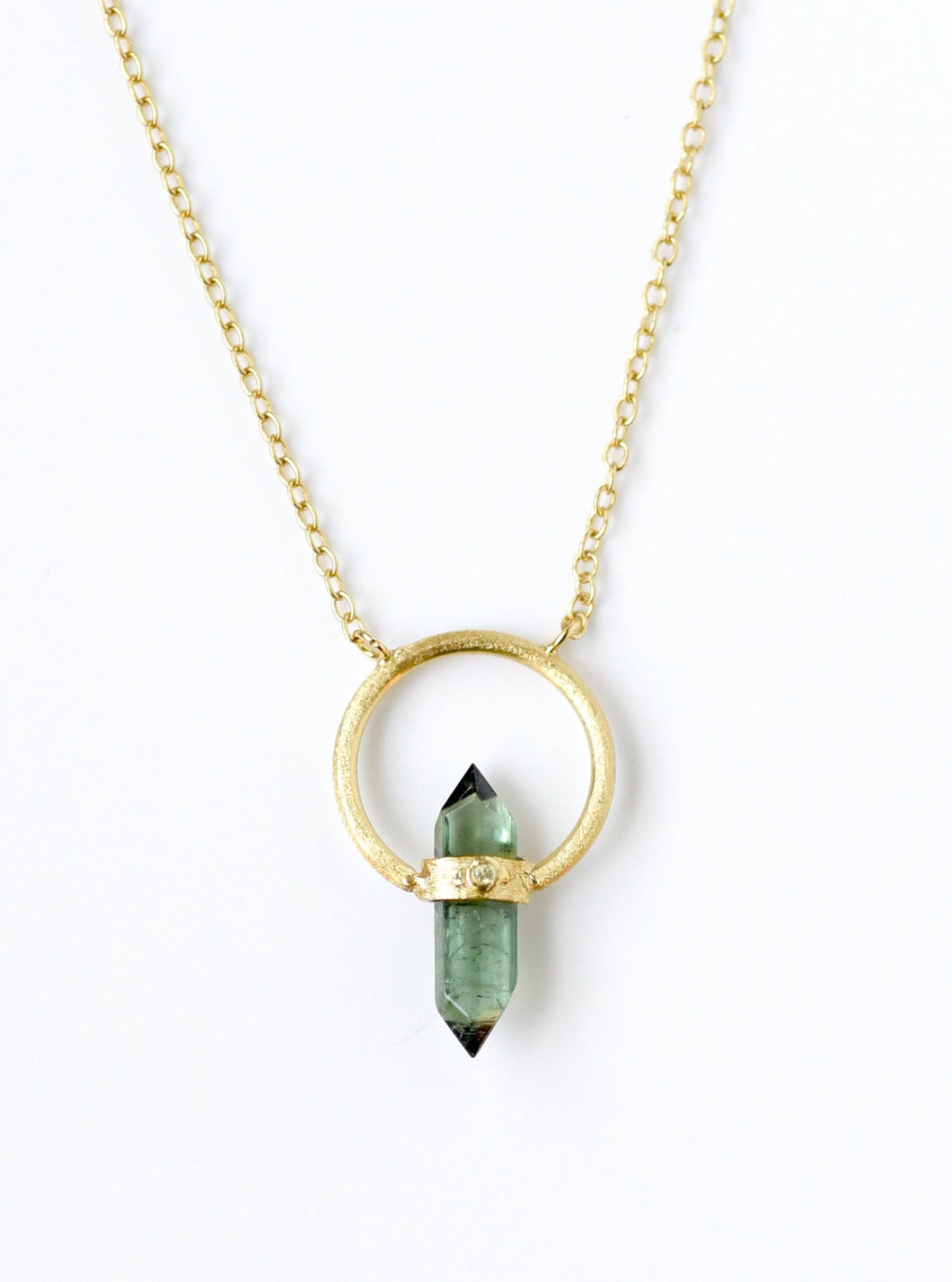 Tourmaline Halo Necklace With Diamond