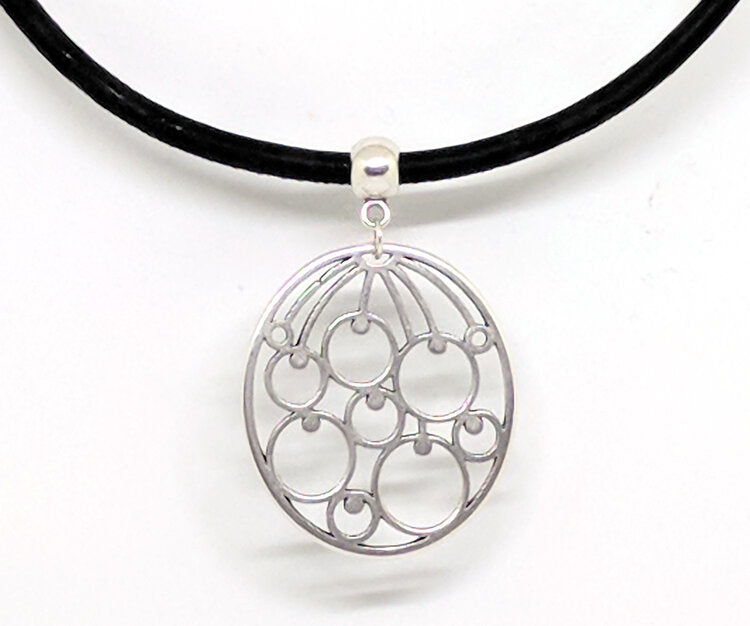 Cork Necklace With Falling Circles Pendant