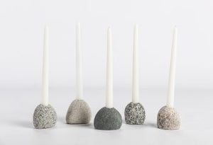 Beach Stone Taper Candle Holder