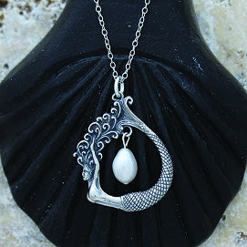 Silver Mermaid Necklace With Pearl