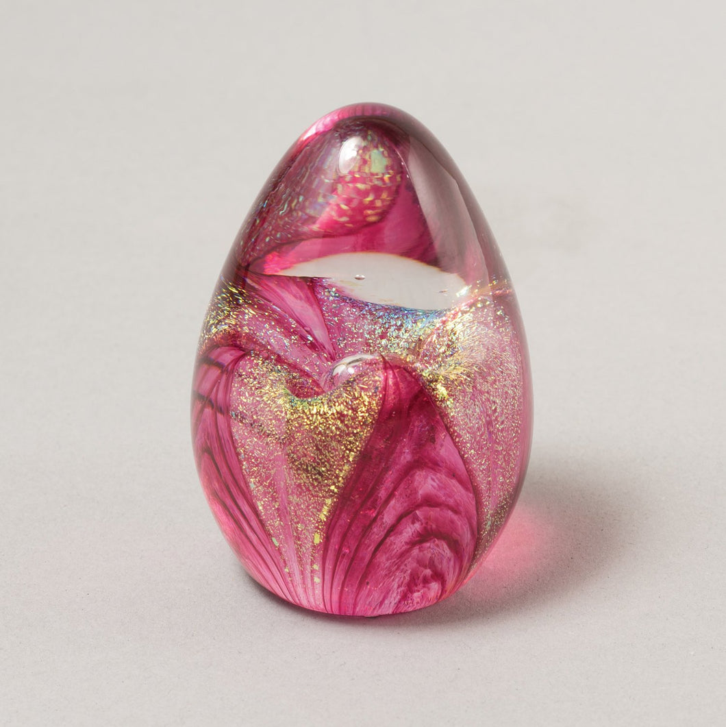 Paperweight Egg, Cranberry Passion Flower