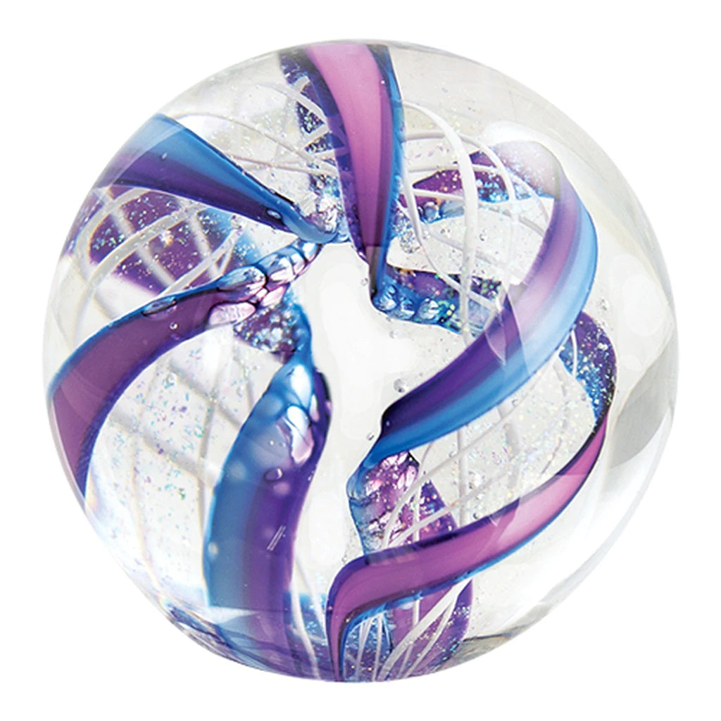 Paperweight, Latticino in Purple and Blue
