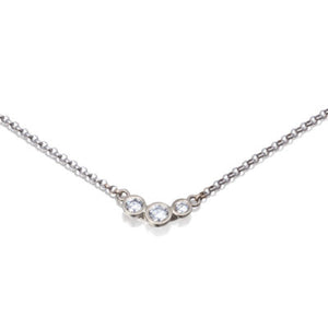 14K White Gold Necklace With 3 Diamonds