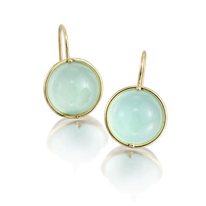 18K Gold & Sterling Silver "Aqua" Chalcedony Earrings