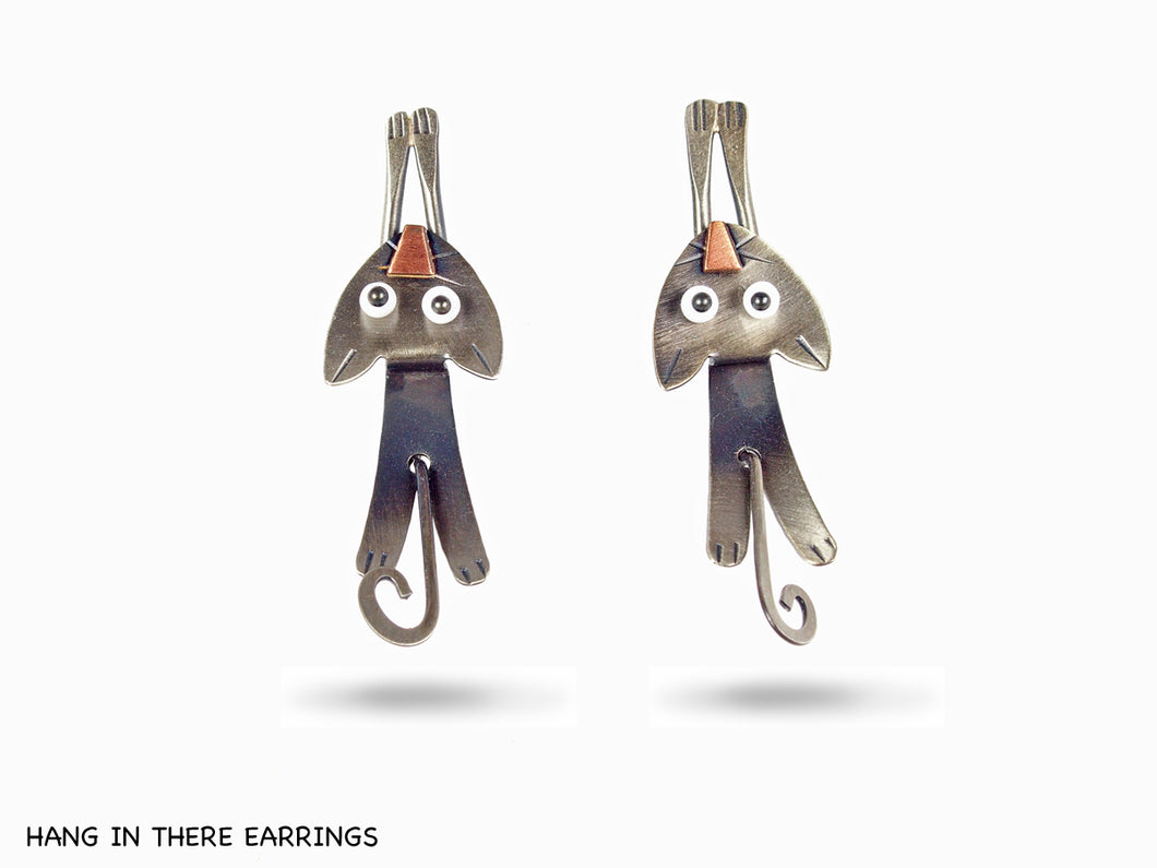 Hang in There, Cat Earrings