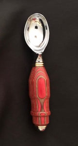 Hand Turned Red and Brown Ice Cream Scoop