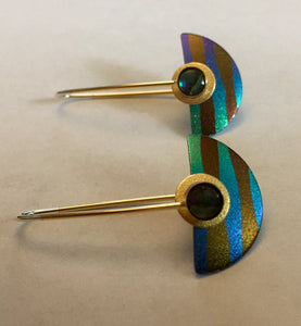 Striped Niobium Paua Shell Earring