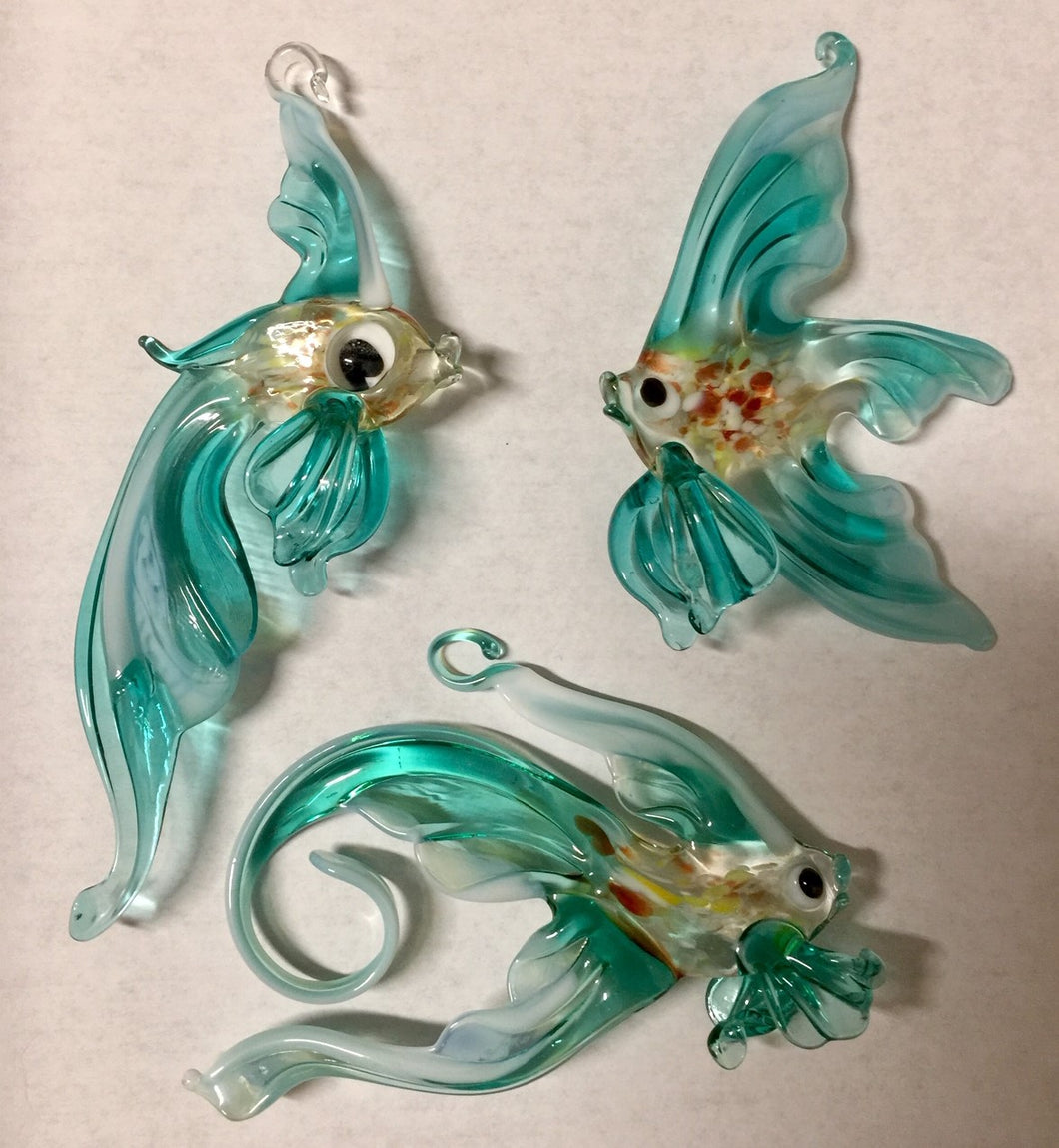 Teal Fish Glass Ornament