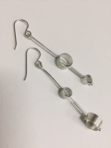 Earrings, Sterling Floating Circles