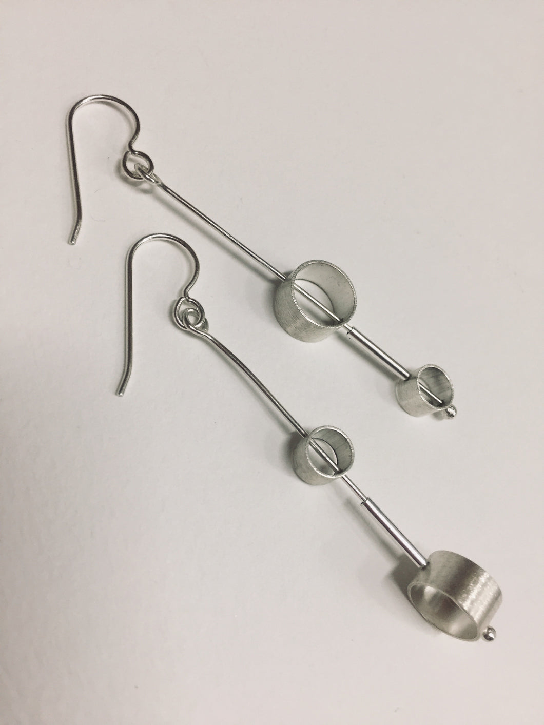 Earrings, Sterling Floating Circles