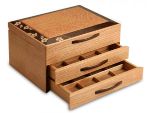 2 Drawer Jewelry Box in Cherry With A Cherry Blossom Top