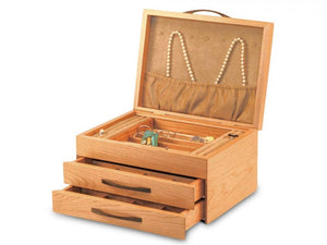 2 Drawer Jewelry Box in Cherry With A Cherry Blossom Top