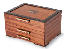 Load image into Gallery viewer, 2 Drawer Jewelry Box in Sapele With Ginko Leaves Inlayed On Lid