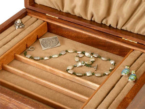 2 Drawer Jewelry Box in Sapele With Ginko Leaves Inlayed On Lid