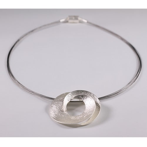 Matte Silver Spiral Necklace