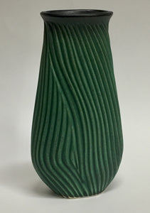 Flat Carved Vase Gree