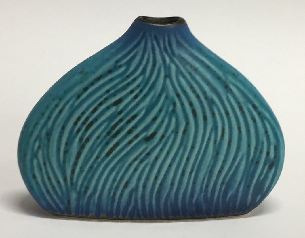 Carved Bud Vase Blue