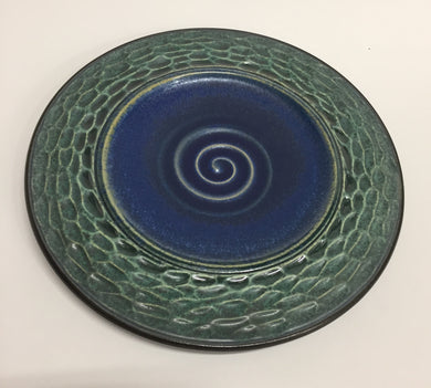 Carved Dimpled Green Plate