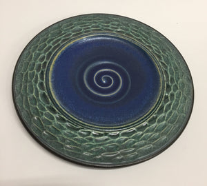 Carved Dimpled Green Plate