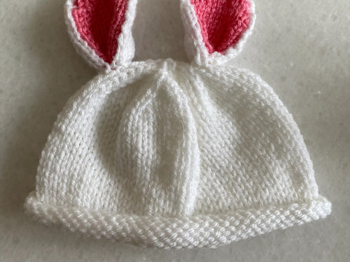 White and Pink Bunny Hat- Toddler