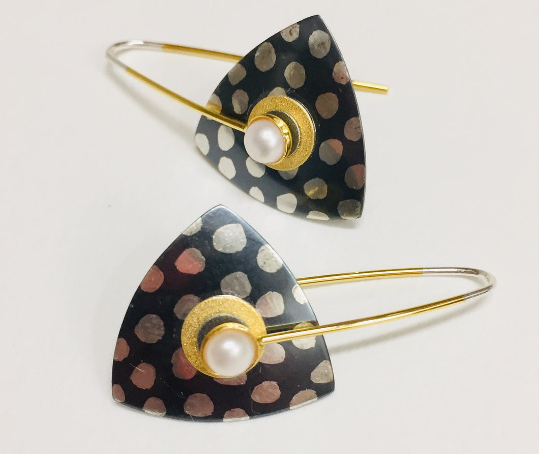 Earrings, Batik Dots Cultured Pearl