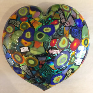 Abstract Glass Heart Paperweight