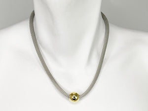 Thick Mesh Necklace with Metal Bead