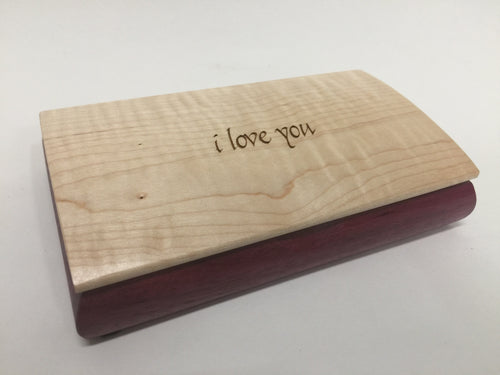 Wood Box With I Love You Engraved in Top