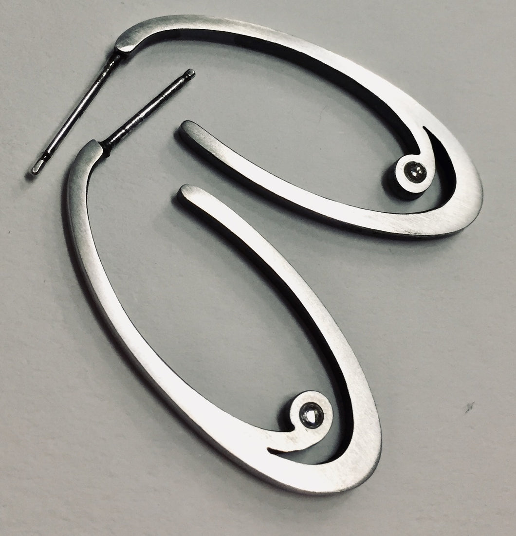 Sterling and Diamond Post Hoop Earring
