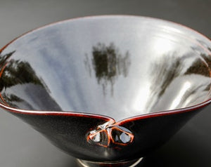 Medium 9" Porcelain Shell Bowl With A Temmoku Glaze