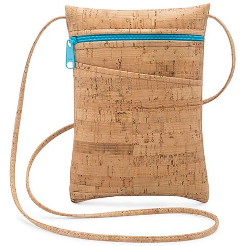 Mini Cork Purse with Aqua Zip