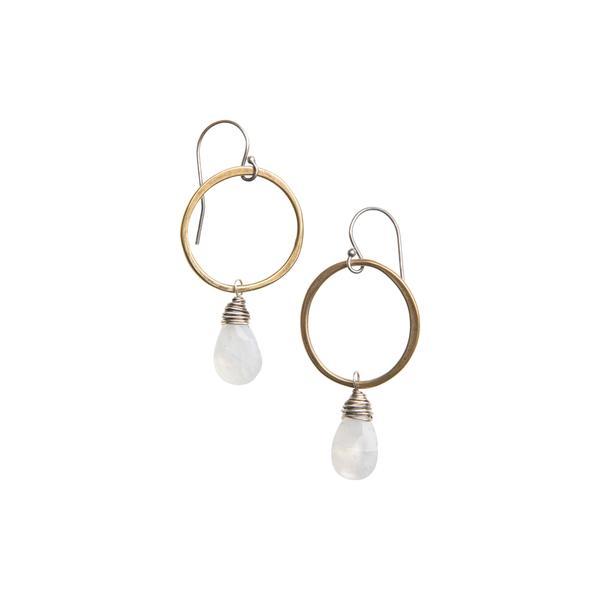 Moonstone Earring in Yellow Bronze
