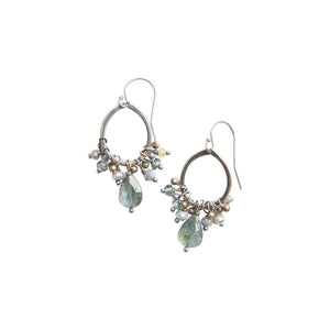 Sterling Silver Gemstone Cluster Earring
