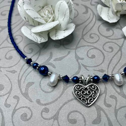 Navy Heart Necklace