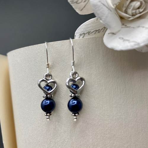 Navy Heart Earring