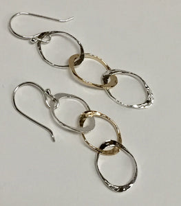 3 Circle Drop Wire Earrings