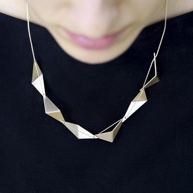 Satin Pleated Short Light Gold Necklace