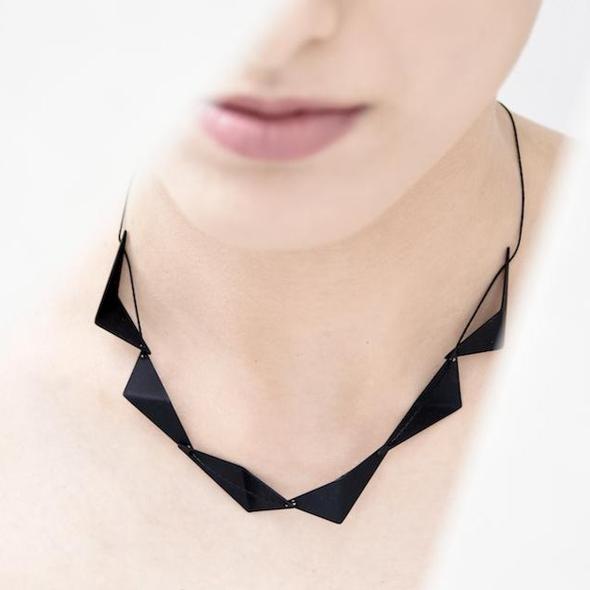 Matte Black Short Pleated Necklace