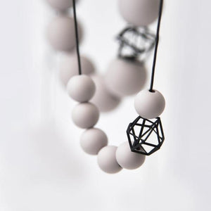 Hex Hex Necklace With White Beads and Black Accents