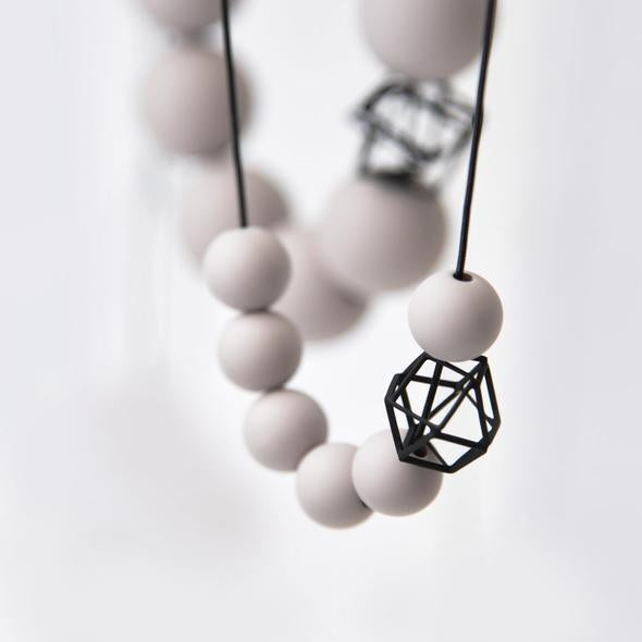 Hex Hex Necklace With White Beads and Black Accents