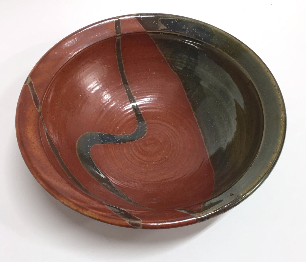 Rust and Green Ceramic Bowl