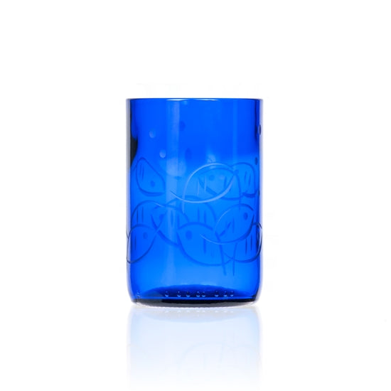 Blue Glass Tumbler With Fish