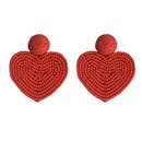 Red Beaded heart Post Earrings