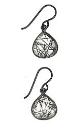 Ear, SS Ox Teardrop BLK Rutilated Quartz