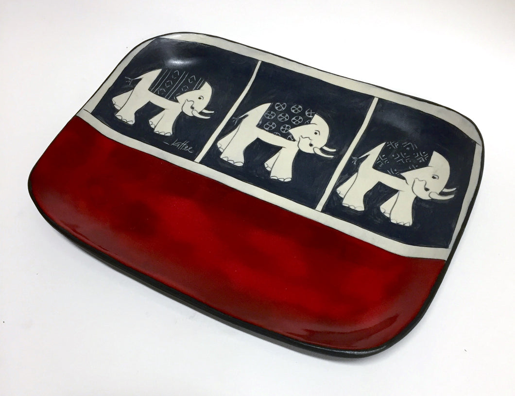 Tray With Hand Painted Elephants